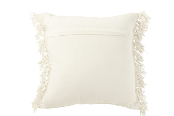 Coussin tissé à franges en viscose/coton blanc – Image 2