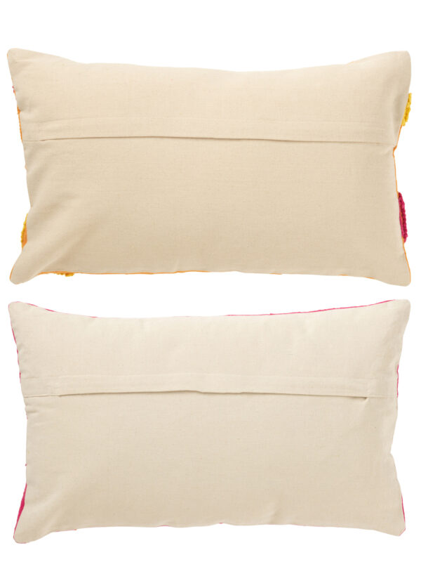 Coussin Rectangle Broderie Fleur Mélange Coton Assortiment De 2 – Image 2