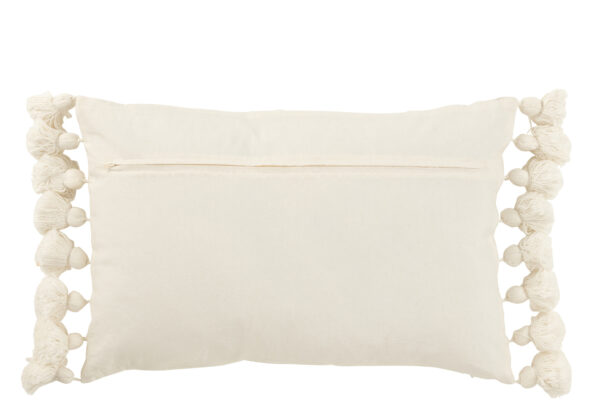 Coussin à pompon en coton blanc – Image 2
