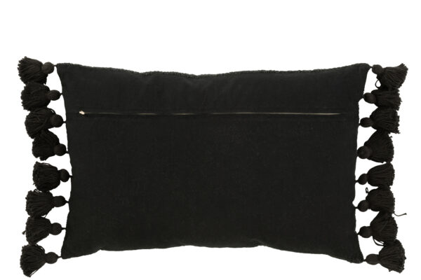 Coussin à pompon en coton noir – Image 2
