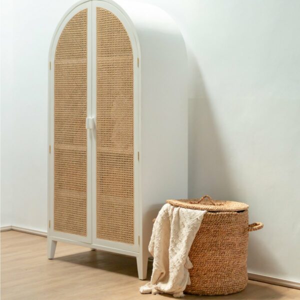 Grand panier à linge avec couvercle Ø54 cm AMAN en Jacinthe d'Eau | Panier de rangement tissé | Panier rond | Grand panier | Panier a linge – Image 4