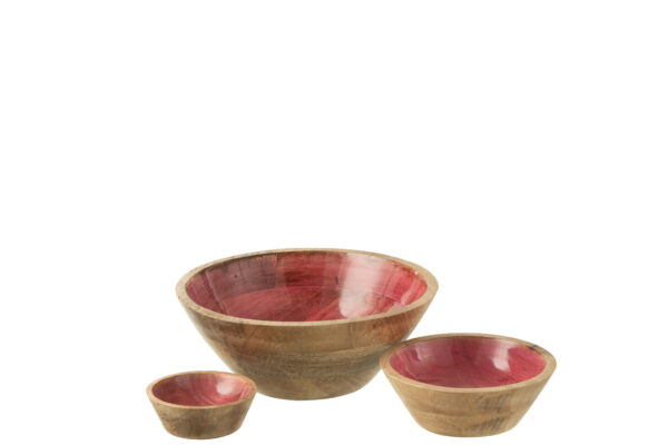 Bol en bois de manguier rose grand – Image 3