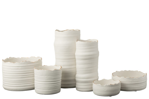 Vase Vagues Porcelaine Blanc/Or – Image 3