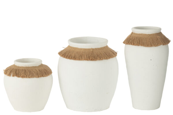 Vase Ibiza Argile/Roseau Blanc/Naturel Grand – Image 3