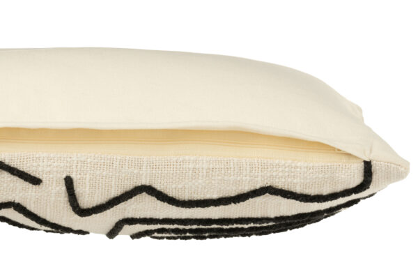 Coussin rectangle lignes/courbes coton blanc/noir petit – Image 3