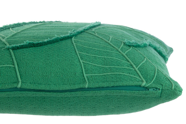Coussin Feuilles Coton Vert Foncé – Image 3