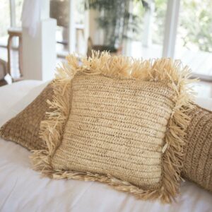 Coussin avec rembourrage | Coussin décoratif | Coussin de Canapé GANDI en Raphia