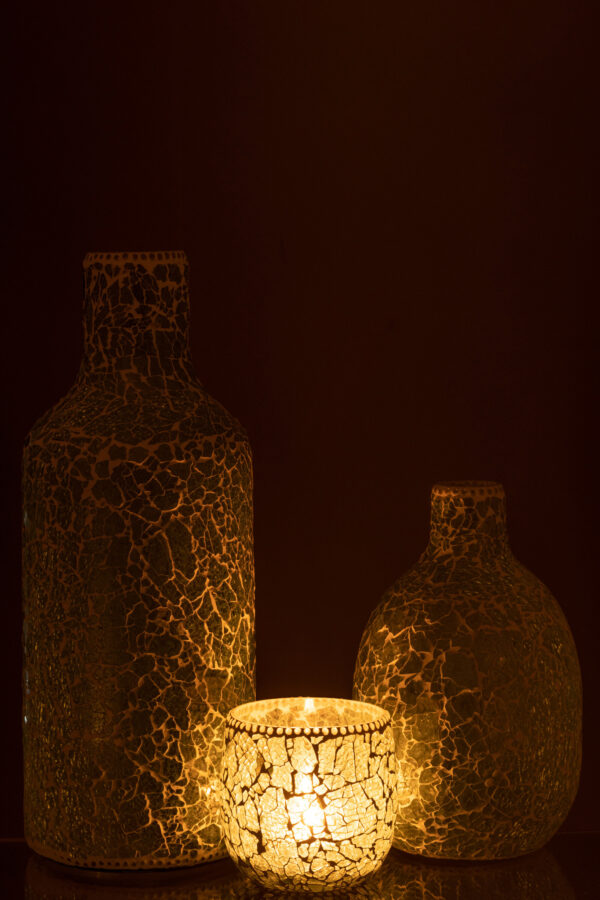 Vase en verre mosaïque vert/blanc grand – Image 4