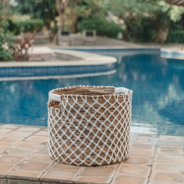 Panier de rangement PURA | Panier de plantes | Panier à linge (blanc) en fibre de banane (3 tailles) – Image 3