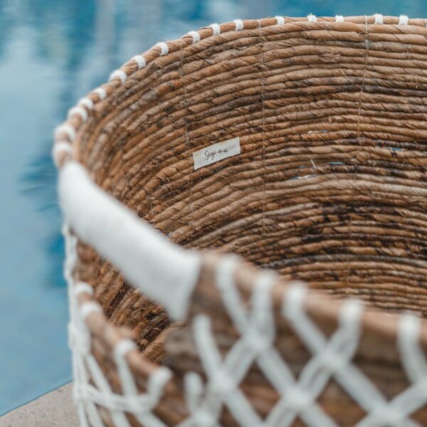 Panier de rangement PURA | Panier de plantes | Panier à linge (blanc) en fibre de banane (3 tailles) – Image 2