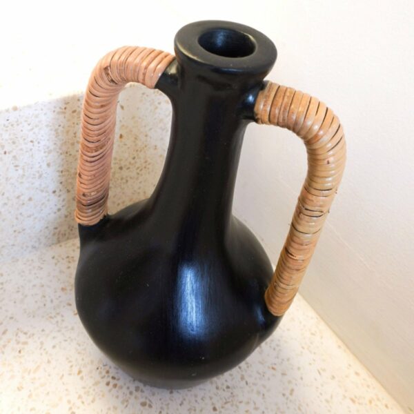 Vase noir petit vase décoratif moulé à la main en argile pour fleurs séchées ou fraîches SELAYAR – Image 4