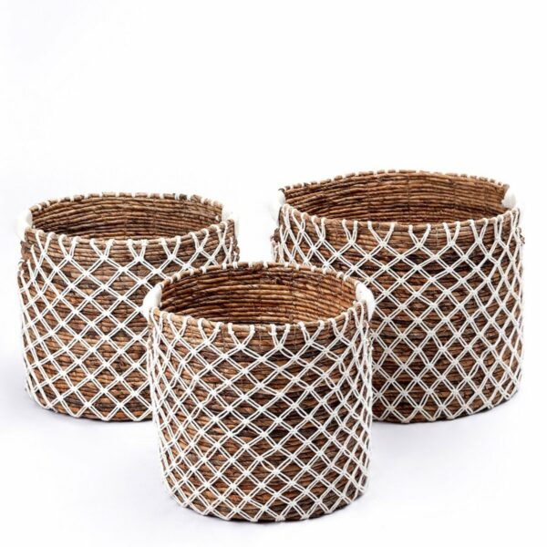 Panier de rangement PURA | Panier de plantes | Panier à linge (blanc) en fibre de banane (3 tailles) – Image 7