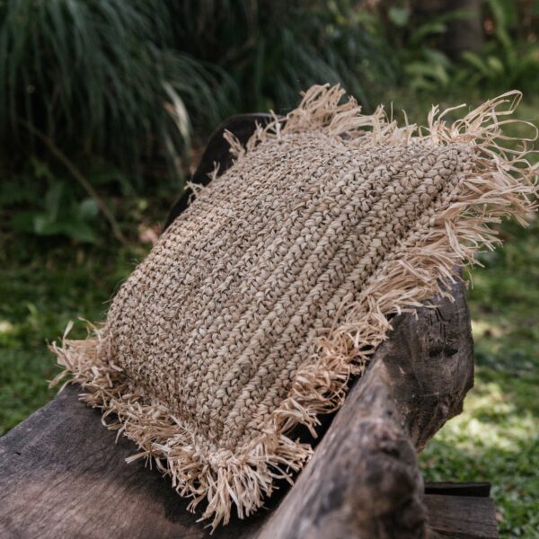 Coussin avec rembourrage | Coussin décoratif | Coussin de Canapé GANDI en Raphia – Image 5