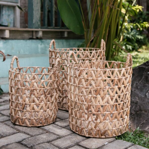 Panier à linge | Panier à plantes | Panier de Rangement NAILAKA en Jacinthe d'Eau (3 tailles) – Image 4