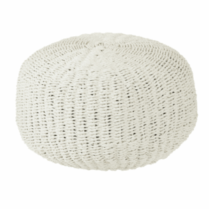 Pouf rond en plastique tissé blanc