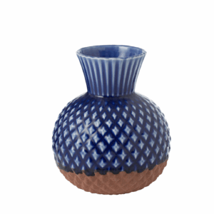 Vase Leo rond en porcelaine bleue/terre S