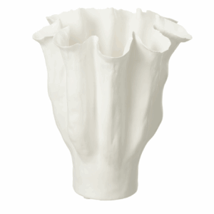 Vase Calice en Céramique Blanc Moyen
