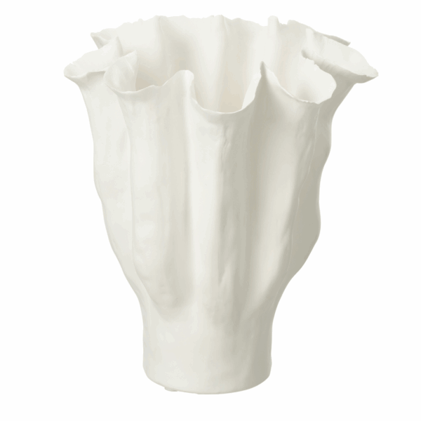 Vase Calice en Céramique Blanc Moyen
