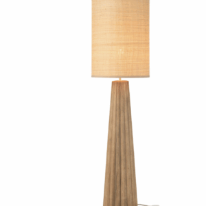 Lampe de table parapluie en bois d'ailante naturel de grande taille