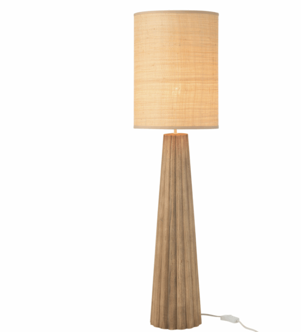 Lampe de table parapluie en bois d'ailante naturel de grande taille