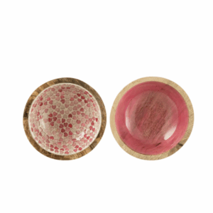 Bol en bois de manguier rose moyen assorti de 2