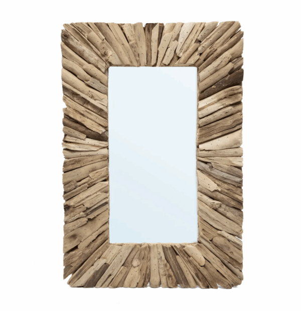 Le miroir encadré de bois flotté - Naturel - M