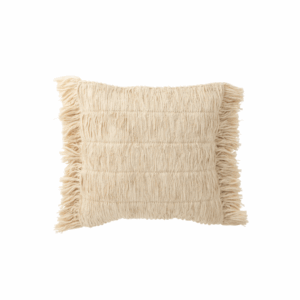 Coussin Breeze Franges Coton Crème
