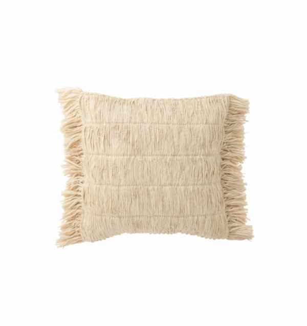 Coussin Breeze Franges Coton Crème