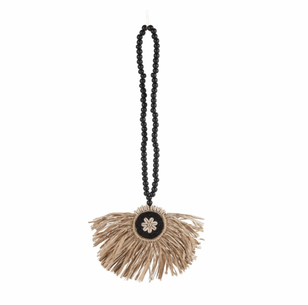 Le pompon de couronne en raphia - noir naturel