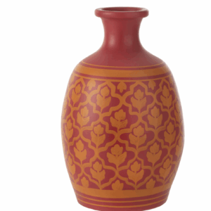 Vase Fleurs+Lignes Terre Cuite Rose/Orange
