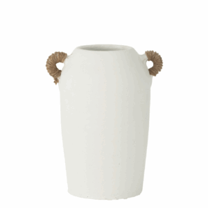 Vase Ibiza 2 Poignées Argile/Jonc Blanc/Naturel Grand