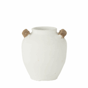Vase Ibiza 2 poignées Argile/Jonc Blanc/Naturel Petit