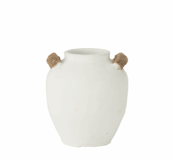 Vase Ibiza 2 poignées Argile/Jonc Blanc/Naturel Petit