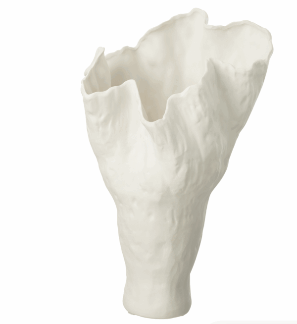 Vase Corolle Étroite en Céramique Blanche