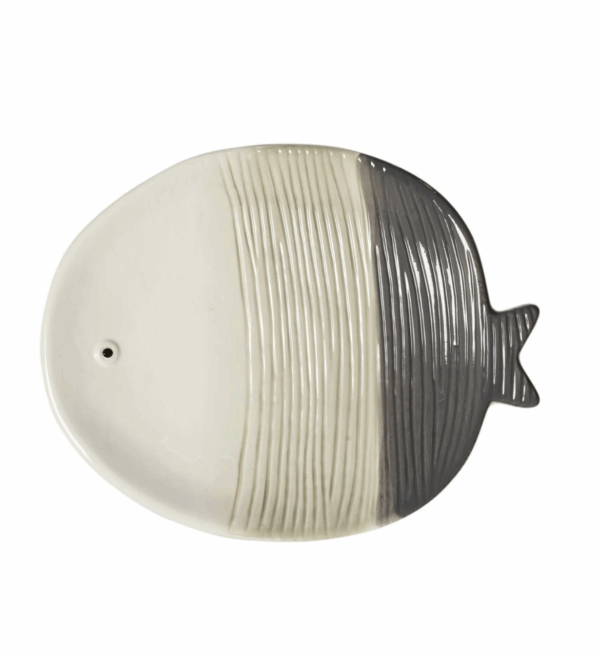Assiette Plate Poisson Tropical Grise