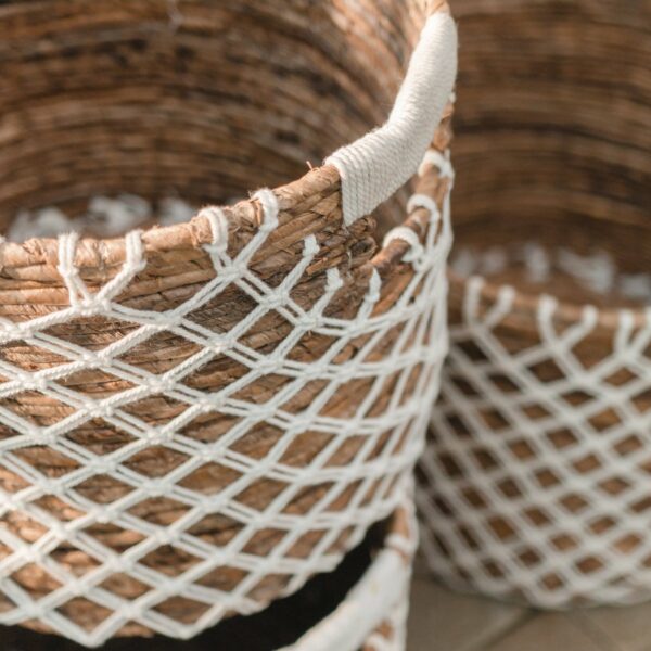 Panier de rangement PURA | Panier de plantes | Panier à linge (blanc) en fibre de banane (3 tailles) – Image 4