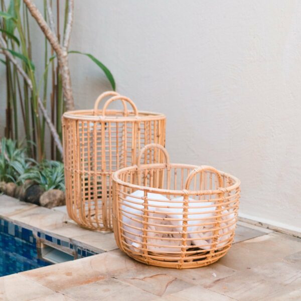 Panier à linge | Panier de plantes | Panier de rangement JEMUH en rotin (2 tailles) – Image 2