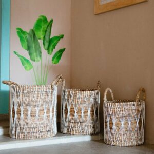 Panier à linge Boho | Panier de plantes | Panier de rangement MANDURO en fibre de bananier (3 tailles)