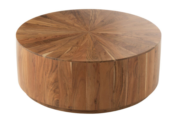 Table basse ronde en bois d'acacia/MDF naturel