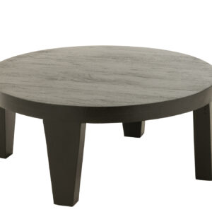Table basse ronde en bois de manguier noir mat