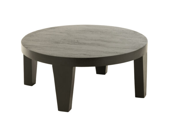 Table basse ronde en bois de manguier noir mat