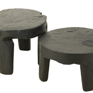 Table ronde en teck noir S/2