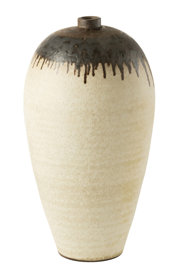Vase en céramique beige/marron de Lombok en grand