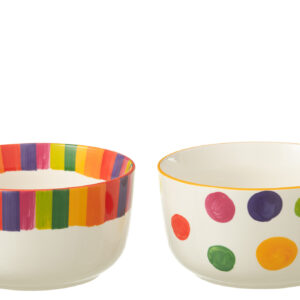 Mélange de bols à pois et à rayures en porcelaine, grand assortiment de 2