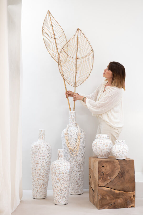 Vase en ciment blanc petit Lauwra – Image 2