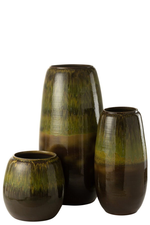 Vase en céramique verte olive de grande taille – Image 2