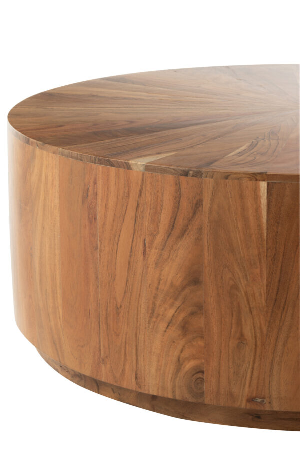 Table basse ronde en bois d'acacia/MDF naturel – Image 2