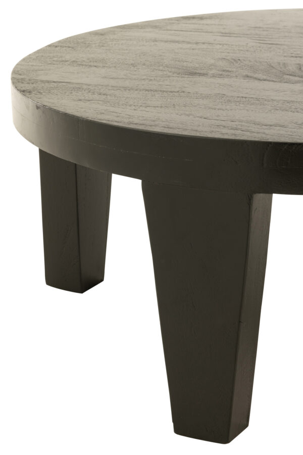 Table basse ronde en bois de manguier noir mat – Image 2