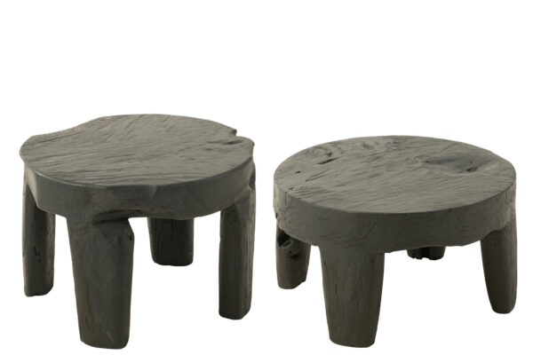 Table ronde en teck noir S/2 – Image 2