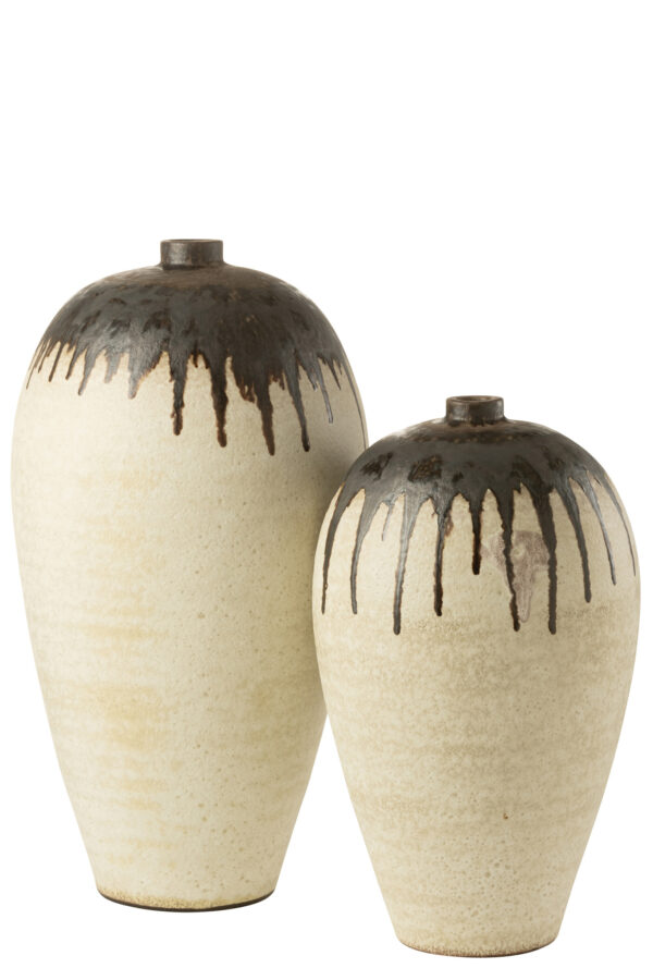 Vase en céramique beige/marron de Lombok en grand – Image 2